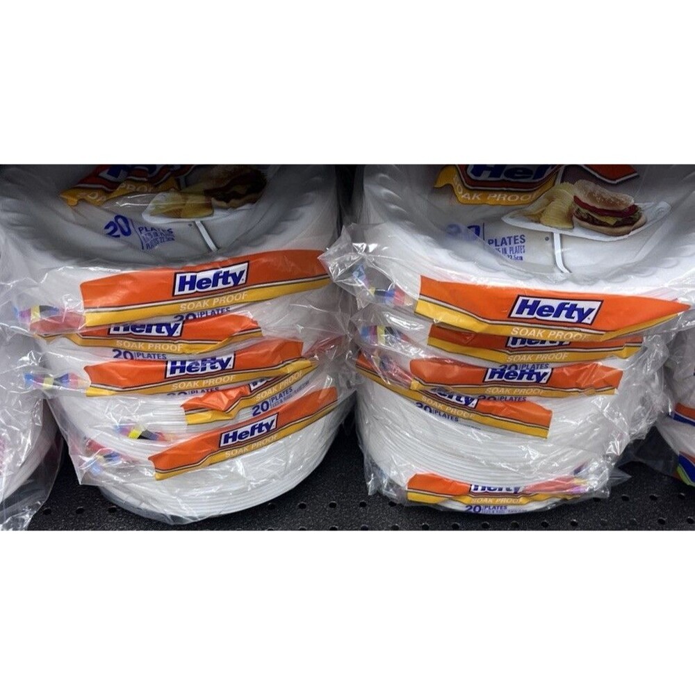 Hefty Deluxe Extra Strong & Deep Foam Plates – Lot of 10 – 200 Plates - Sz 8 7/8